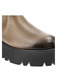 Brązowe Botki Lemar Damskie Modne Skórzane Buty. Kolor: brązowy. Materiał: skóra
