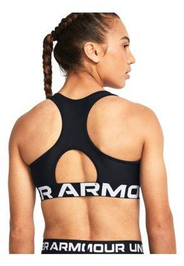 Stanik sportowy damski treningowy Under Armour biustonosz sportowy. Kolor: czarny. Sport: fitness