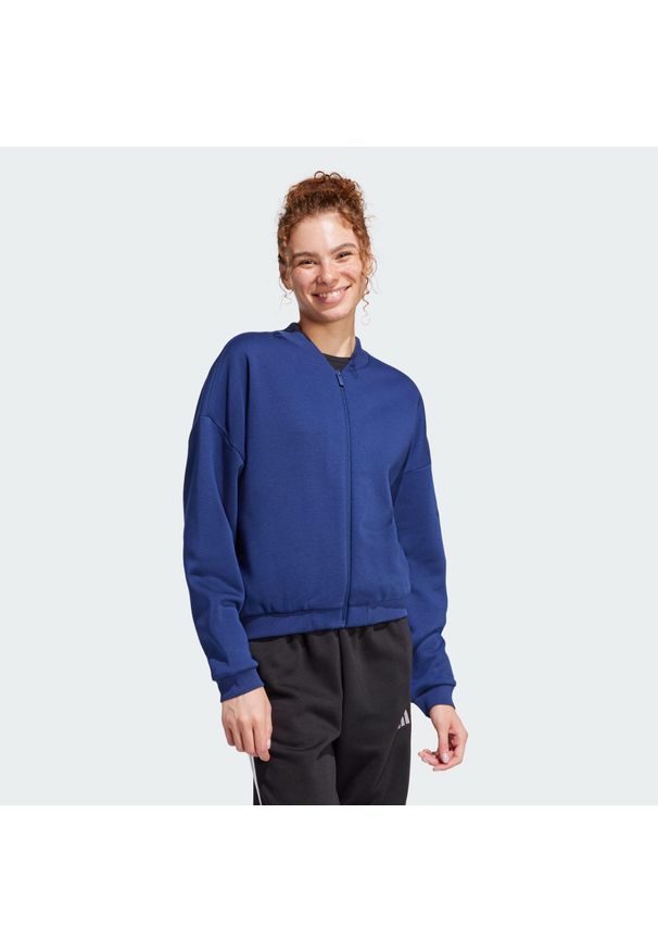 Adidas - Kurtka Essentials Contemporary Logo Bomber. Kolor: niebieski. Materiał: materiał