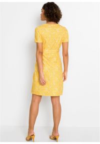 Sukienka kopertowa bonprix żółty cytrynowy w kwiaty. Kolor: żółty. Wzór: kwiaty. Typ sukienki: kopertowe #2