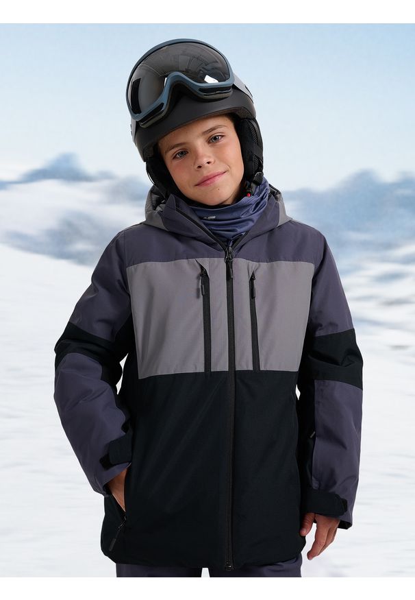 4f - 4F Kurtka narciarska membrana 10000 chłopięca - szara 122 (6-7 lat). Kolor: szary. Materiał: poliester, materiał. Sezon: lato