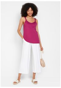 bonprix - Top bawełniany z ozdobnymi przewiązaniami. Kolor: fioletowy. Materiał: bawełna. Długość rękawa: na ramiączkach #2