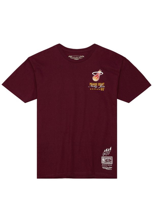 Mitchell & Ness - Koszulka Miami Heat Nicky Jam Cityscape. Kolor: czerwony. Sport: koszykówka