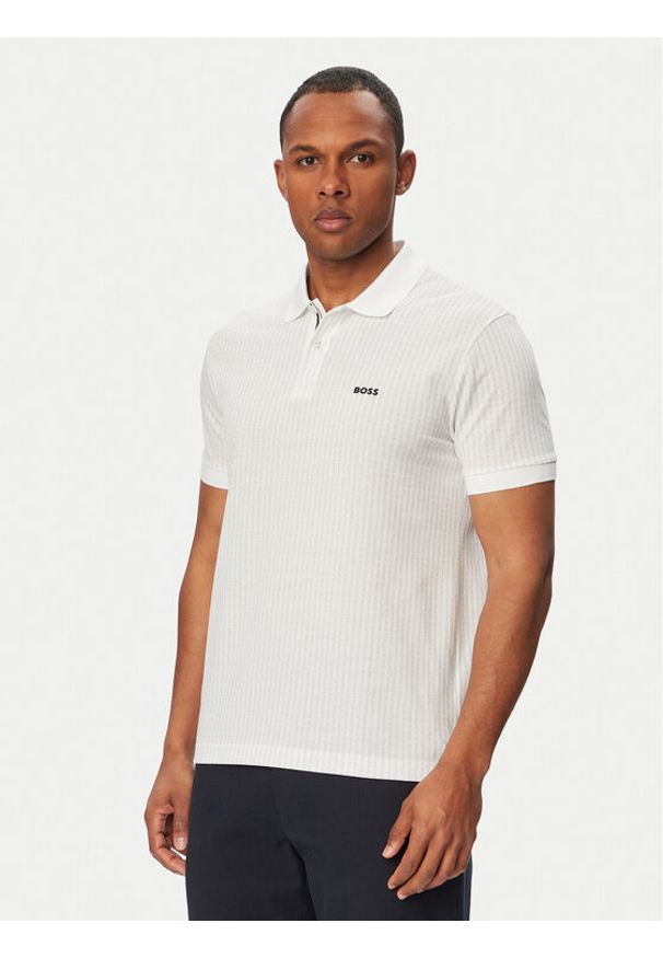 BOSS Polo Birdie 3 50559355 Biały Regular Fit. Typ kołnierza: polo. Kolor: biały. Materiał: bawełna