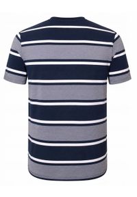 Bawełniana Koszulka Polo w Paski - Pako Jeans - Granat. Okazja: na co dzień. Typ kołnierza: polo. Kolor: niebieski. Materiał: bawełna. Wzór: prążki, paski. Styl: casual #3