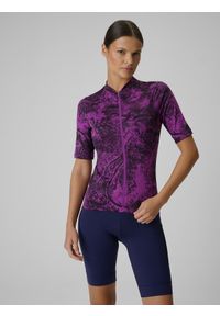 4f - 4F Koszulka kolarska damska - fioletowa M. Kolor: fioletowy. Materiał: tkanina, włókno, skóra, materiał. Długość rękawa: raglanowy rękaw. Długość: długie. Sport: kolarstwo #1