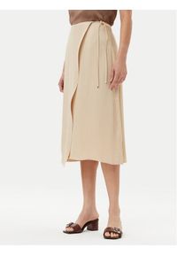 BOSS Spódnica midi Vamarni 50538116 Beżowy Regular Fit. Kolor: beżowy. Materiał: wiskoza #1