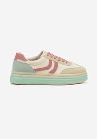 Renee - Jasnożółte Sneakersy Typu Kultowe Tenisówki na Niskiej Platformie Olritia. Nosek buta: okrągły. Zapięcie: sznurówki. Kolor: żółty. Materiał: materiał. Obcas: na platformie. Wysokość obcasa: niski #5