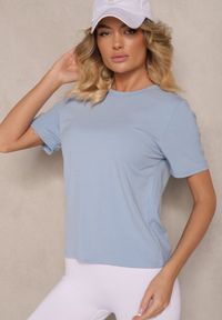 Renee - Niebieski Casualowy T-shirt z Wiskozy Arisanda. Okazja: na co dzień. Kolor: niebieski. Materiał: wiskoza. Styl: casual