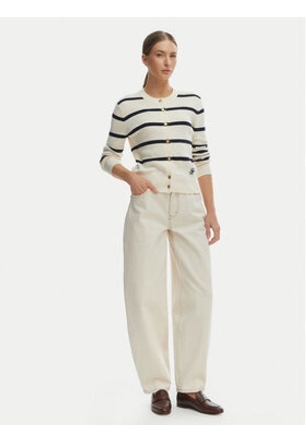 TOMMY HILFIGER - Tommy Hilfiger Kardigan WW0WW49617 Écru Regular Fit. Kolor: kremowy. Materiał: bawełna