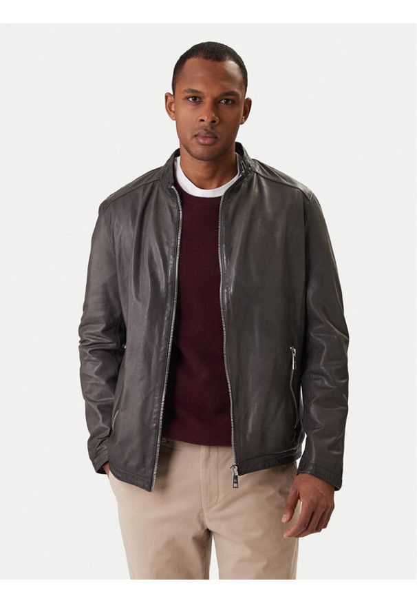 Milestone Kurtka skórzana Oliverio 611099 60770 Szary Regular Fit. Kolor: szary. Materiał: skóra