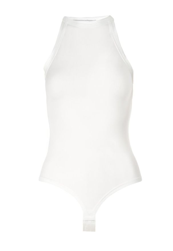 Born2be - Białe Body Athosise. Okazja: na co dzień, na imprezę. Typ kołnierza: dekolt halter. Kolor: biały. Materiał: materiał. Długość rękawa: bez rękawów. Wzór: aplikacja. Sezon: lato. Styl: casual