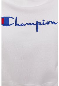 Champion Bluza damska kolor biały z kapturem z aplikacją. Typ kołnierza: kaptur. Kolor: biały. Materiał: dzianina. Wzór: aplikacja #3