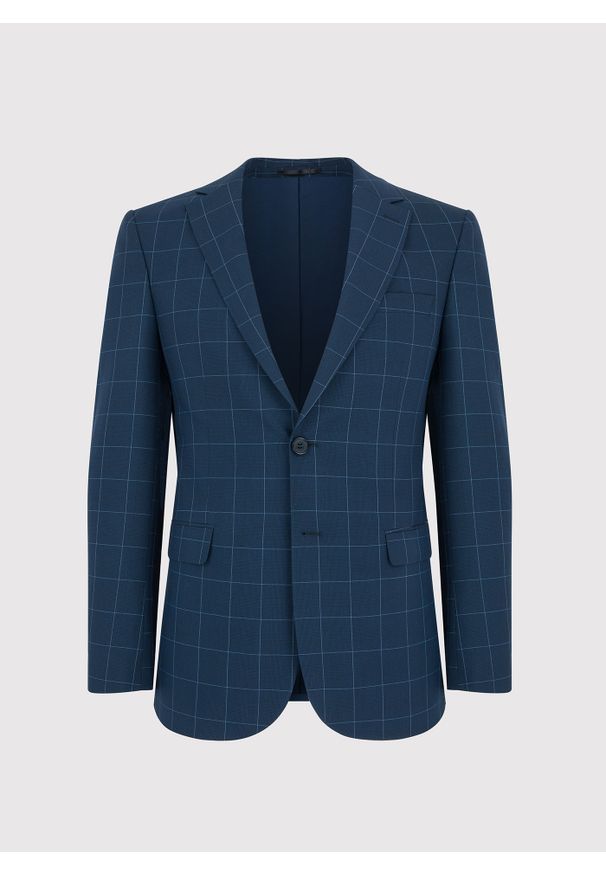 Pako Lorente - PAKO LORENTE – Męska marynarka garniturowa w kolorze granatowym w kratę. Kolor: niebieski. Materiał: poliester, elastan, wiskoza