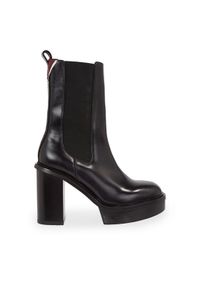 TOMMY HILFIGER - Tommy Hilfiger Botki Elevated Plateau Chelsea Bootie FW0FW07542 Czarny. Kolor: czarny. Materiał: skóra