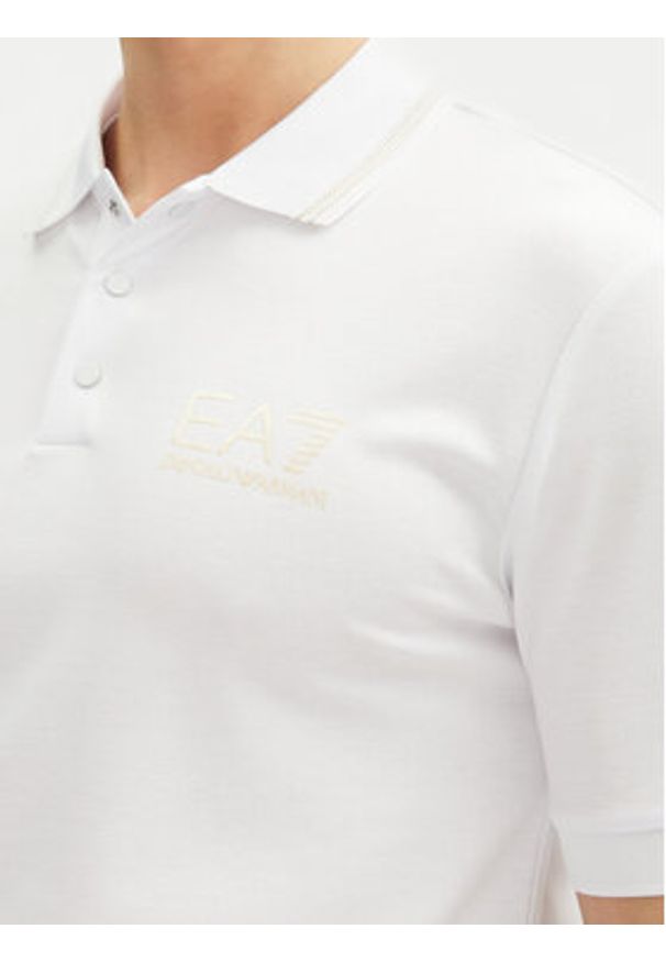 EA7 Emporio Armani Polo 7M000300 AF13739 U0002 Biały Slim Fit. Typ kołnierza: polo. Kolor: biały. Materiał: wiskoza