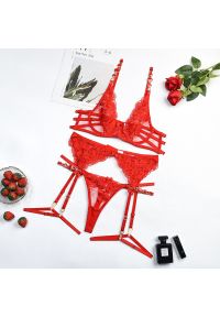 Intica - Koronkowy komplet bielizny damskiej na specjalne okazje Inell. Kolor: czerwony. Materiał: koronka. Wzór: koronka #1