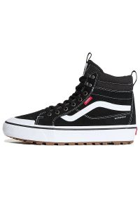 Buty męskie Vans SK8-Hi Waterproof Insulated VN000DAQBA21 - czarne. Kolor: czarny. Materiał: guma, skóra, materiał, syntetyk. Szerokość cholewki: normalna. Technologia: Primaloft. Sezon: jesień. Model: Vans SK8 #1