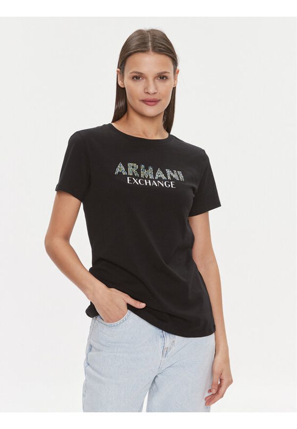 Armani Exchange T-Shirt 3DYT13 YJ8QZ 1200 Czarny Regular Fit. Kolor: czarny. Materiał: bawełna