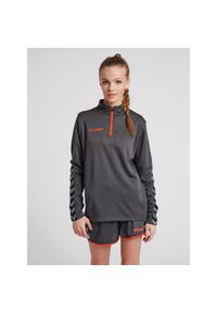 Bluza do piłki nożnej damska Hummel demi-zip hml AUTHENTIC. Kolor: szary