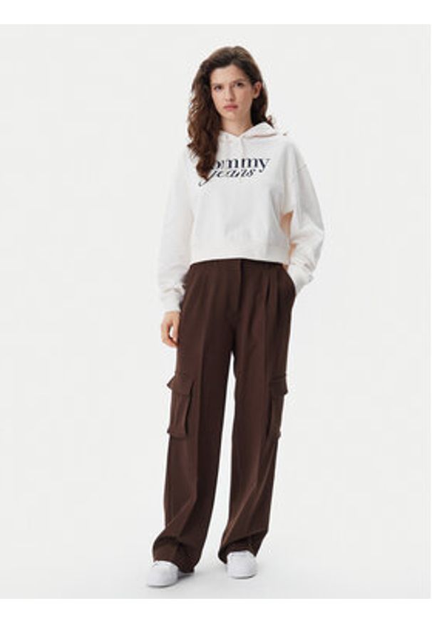 Tommy Jeans Bluza Script DW0DW20306 Beżowy Relaxed Fit. Kolor: beżowy. Materiał: bawełna