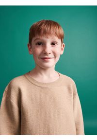 Reserved - Strukturalny sweter z bawełną - beżowy. Kolor: beżowy. Materiał: bawełna #1