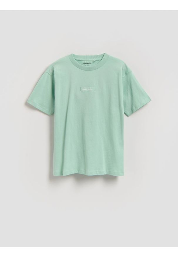 Reserved - Bawełniany t-shirt - jasnozielony. Kolor: zielony. Materiał: bawełna