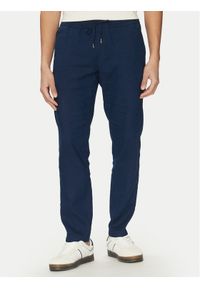 TOMMY HILFIGER - Tommy Hilfiger Spodnie materiałowe Harlem MW0MW38801 Granatowy Slim Fit. Kolor: niebieski. Materiał: len
