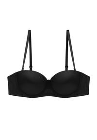 Intica - Biustonosz balkonetka gładki niewidoczny pod ubraniem Cymbre. Kolor: czarny. Materiał: skóra. Wzór: gładki