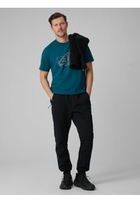 4f - 4F T-shirt regular z nadrukiem męski - turkusowy XXL. Okazja: na co dzień. Kolor: turkusowy. Materiał: dzianina, bawełna, materiał. Wzór: nadruk. Styl: casual #2
