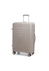 Wittchen - Duża walizka z polipropylenu z błyszczącymi paskami beżowa. Kolor: beżowy. Wzór: paski, aplikacja. Styl: elegancki #8