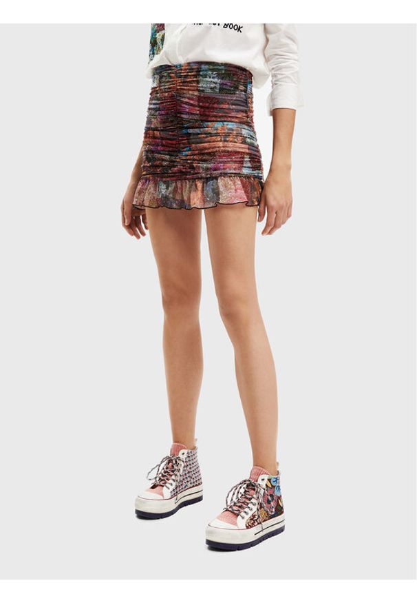 Desigual Spódnica mini Bora 22WWFK03 Kolorowy Slim Fit. Materiał: syntetyk. Wzór: kolorowy