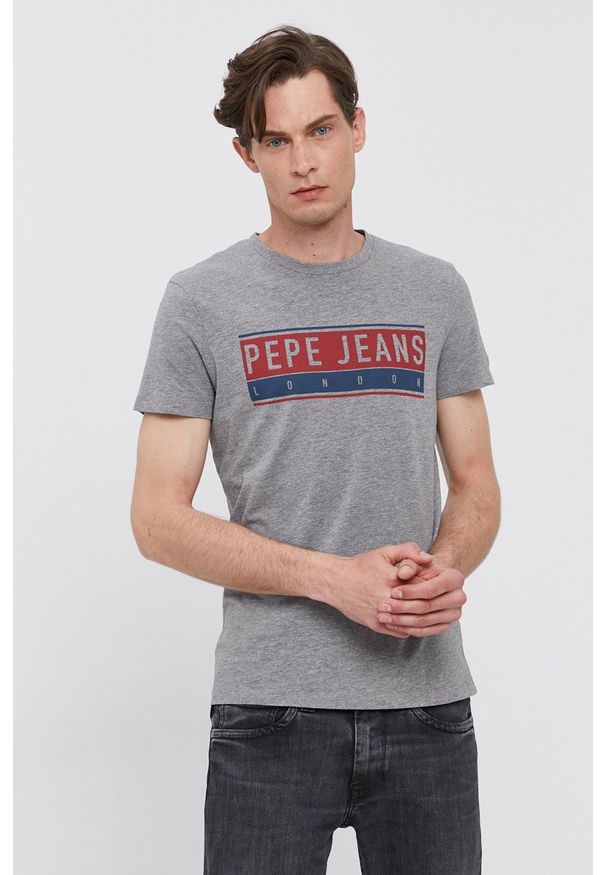 Pepe Jeans - T-shirt Jayo. Okazja: na co dzień. Kolor: szary. Wzór: nadruk. Styl: casual