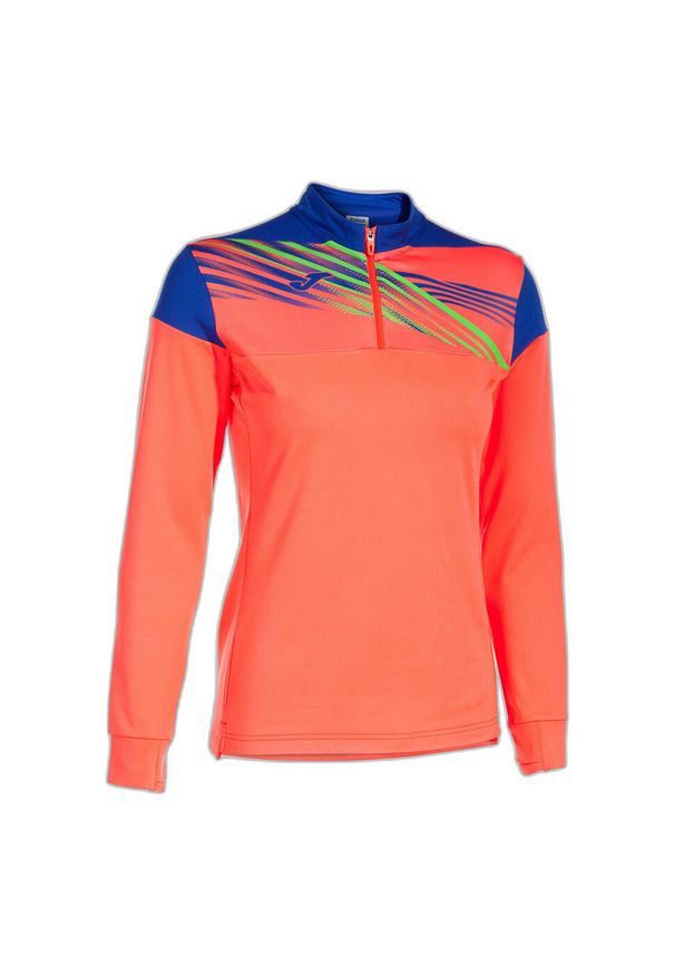 Damska bluza z kapturem Joma Elite X Coral‑Royal S. Typ kołnierza: kaptur. Kolor: czerwony, niebieski, różowy, wielokolorowy