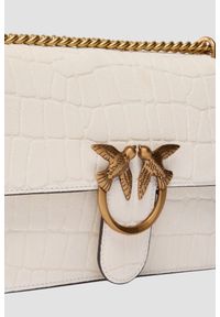 Pinko - PINKO Biała damska kopertówka Love One Mini DC Cocco Nabuccato. Kolor: biały. Materiał: z tłoczeniem. Styl: casual, elegancki #3