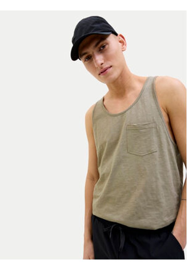 Jack & Jones - Jack&Jones Tank top Varenna 12273165 Beżowy Regular Fit. Kolor: beżowy. Materiał: bawełna