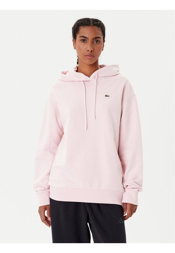 Lacoste Bluza SF7612 Różowy Oversize. Kolor: różowy. Materiał: bawełna