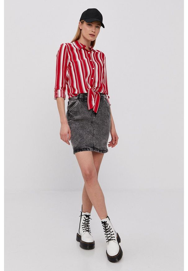 Noisy may - Noisy May Spódnica jeansowa kolor szary mini prosta. Okazja: na co dzień. Kolor: szary. Materiał: jeans. Styl: casual