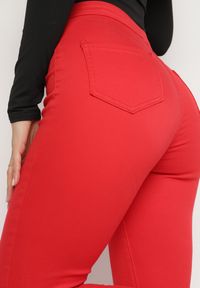 Born2be - Czerwone Dopasowane Bawełniane Spodnie Irinaes. Okazja: na co dzień. Kolor: czerwony. Materiał: bawełna. Wzór: aplikacja. Styl: klasyczny, casual, elegancki #7