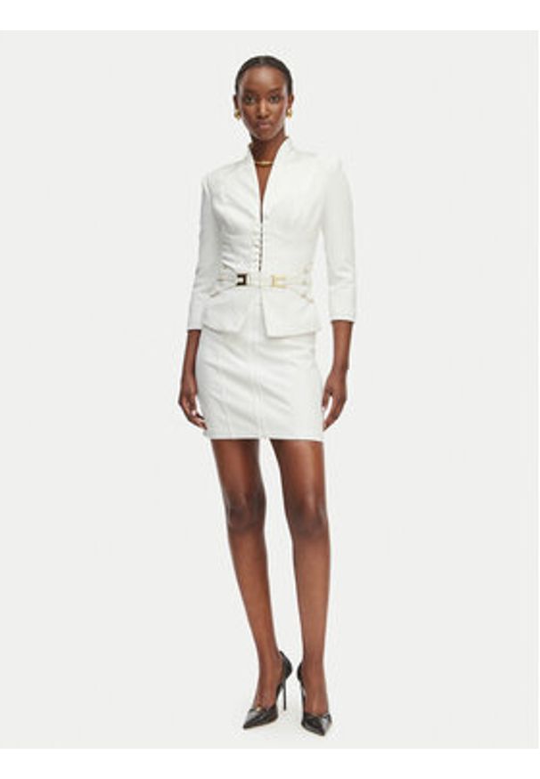 Elisabetta Franchi Spódnica mini GO-167-61E2-V320 Biały Regular Fit. Kolor: biały. Materiał: syntetyk