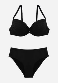Born2be - Czarne Bikini z Marszczonym Biustonoszem i Majtkami z Wysokim Stanem Aereida. Stan: podwyższony. Kolekcja: plus size. Kolor: czarny #5