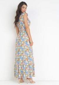 Born2be - Niebieska Sukienka Wiskozowa z Kopertowym Dekoltem i Gumką w Talii Holitte. Kolor: niebieski. Materiał: wiskoza. Typ sukienki: kopertowe #5