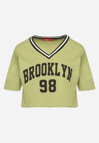 Born2be - Zielony Bawełniany T-shirt z Napisem Nitanelia. Okazja: na co dzień. Kolor: zielony. Materiał: bawełna. Wzór: napisy. Styl: casual #6