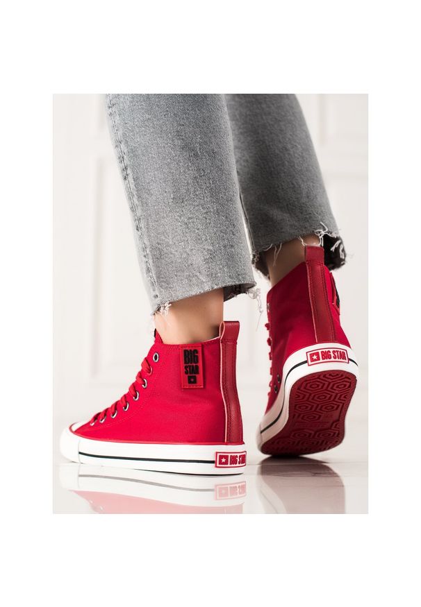 Big-Star - Wysokie Trampki Big Star JJ274128 czerwone. Kolor: czerwony