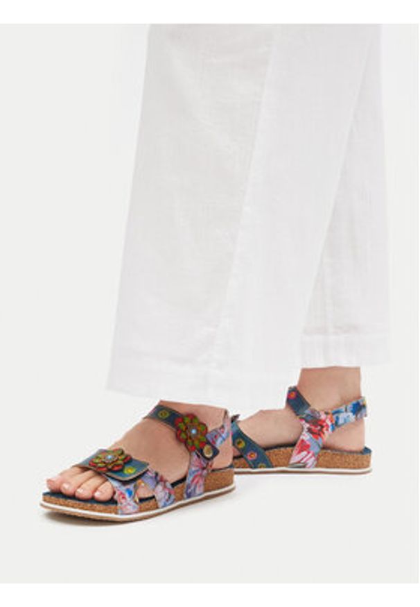 Laura Vita Sandały Brcyano 12 Granatowy. Kolor: niebieski. Materiał: skóra