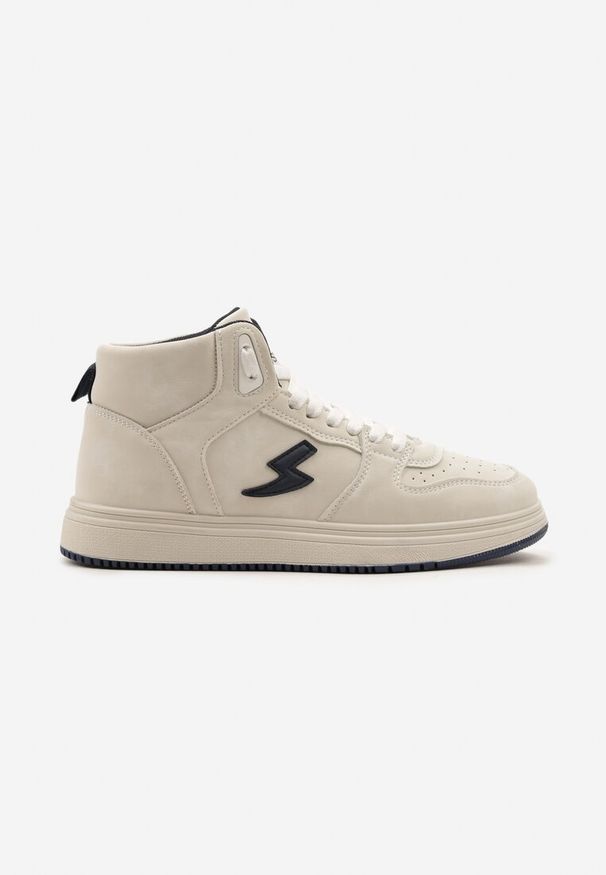 Renee - Beżowo-Granatowe Sneakersy Aura. Okazja: na co dzień. Kolor: beżowy. Materiał: jeans