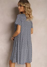 Renee - Niebieska Rozkloszowana Sukienka w Ornamentalny Wzór z Wiskozy Oflia. Kolor: niebieski. Materiał: wiskoza. Sezon: lato #3
