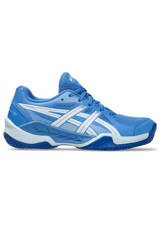 Buty halowe Asics Gel-Powerbreak GS. Okazja: na uczelnię. Kolor: niebieski, biały, wielokolorowy. Sport: piłka ręczna