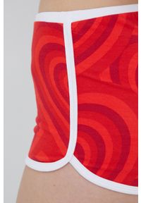 Undiz szorty damskie kolor czerwony wzorzyste medium waist. Kolor: czerwony. Materiał: dzianina #2