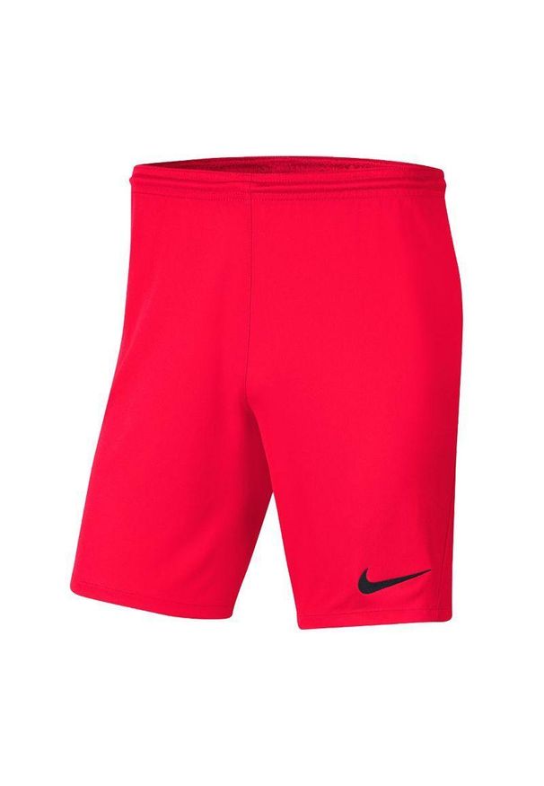 Nike - Spodenki Z Dzianiny Dla Dzieci Park III. Kolor: czerwony. Materiał: dzianina. Styl: sportowy. Sport: turystyka piesza